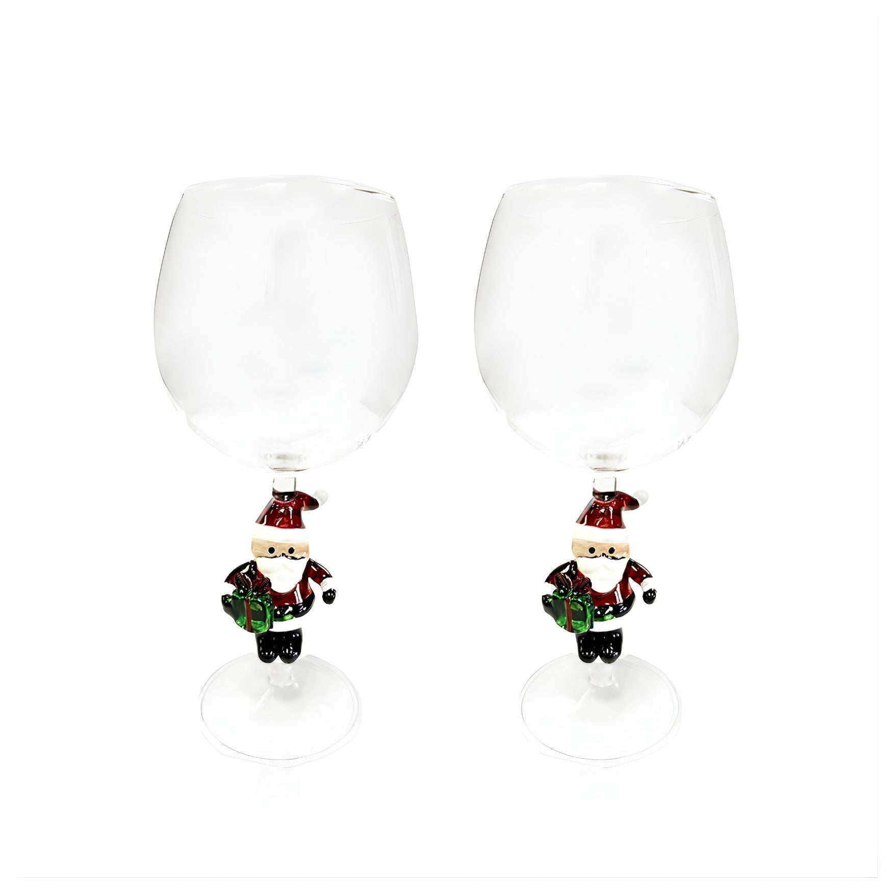 3D Stemmed Santa Wine Glasses (Set of 2)