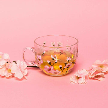 floral glassware, vintage floral glassware, floral glass cups, glass cups with flowers, Unique Glass Coffee Mugs