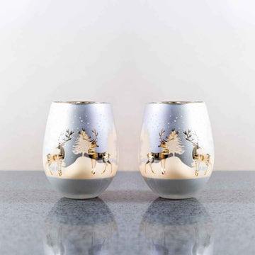 christmas painted wine glasses, fun wine glasses gifts, holiday glassware christmas, wine glass gift box,