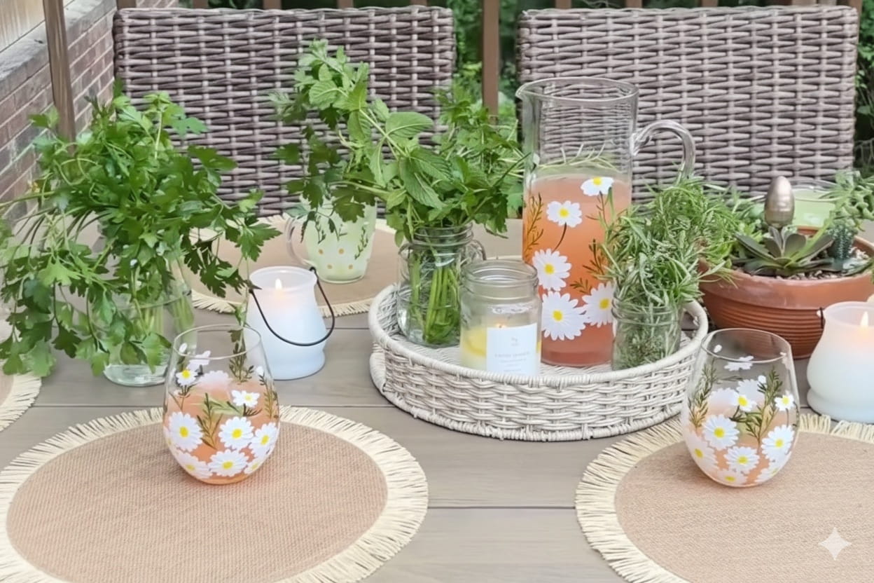 Enhance Your Table Setting with the Enchanting Painted Daisy Glassware Collection