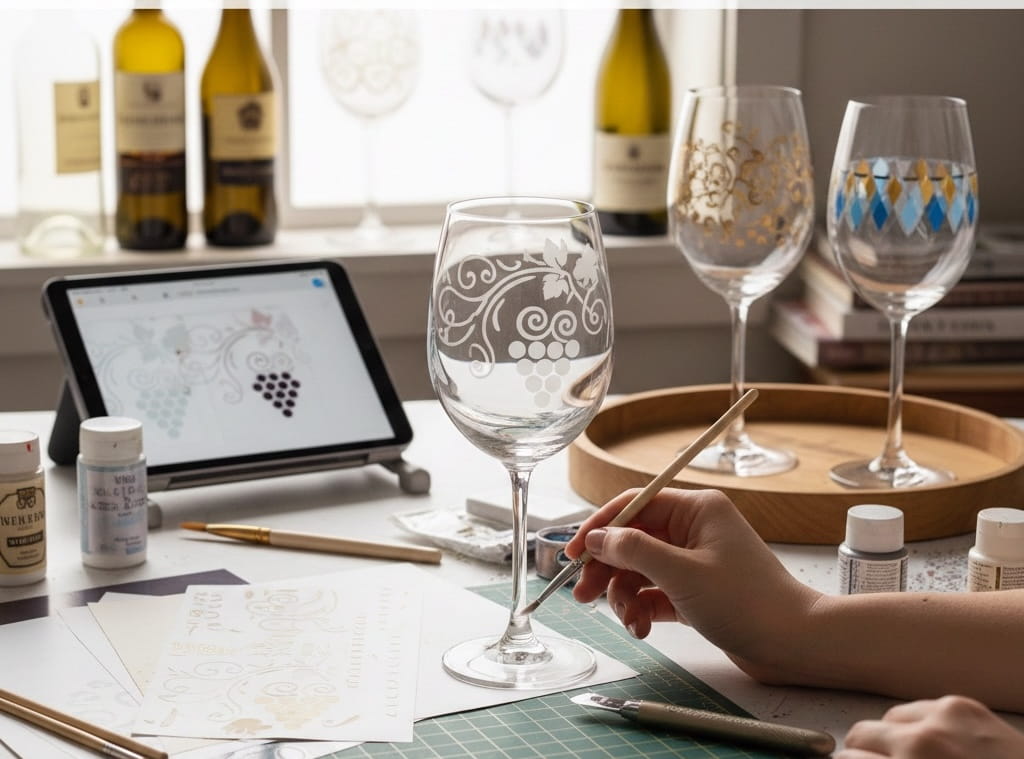 How to Use and Make Stencils for Painting Wine Glasses