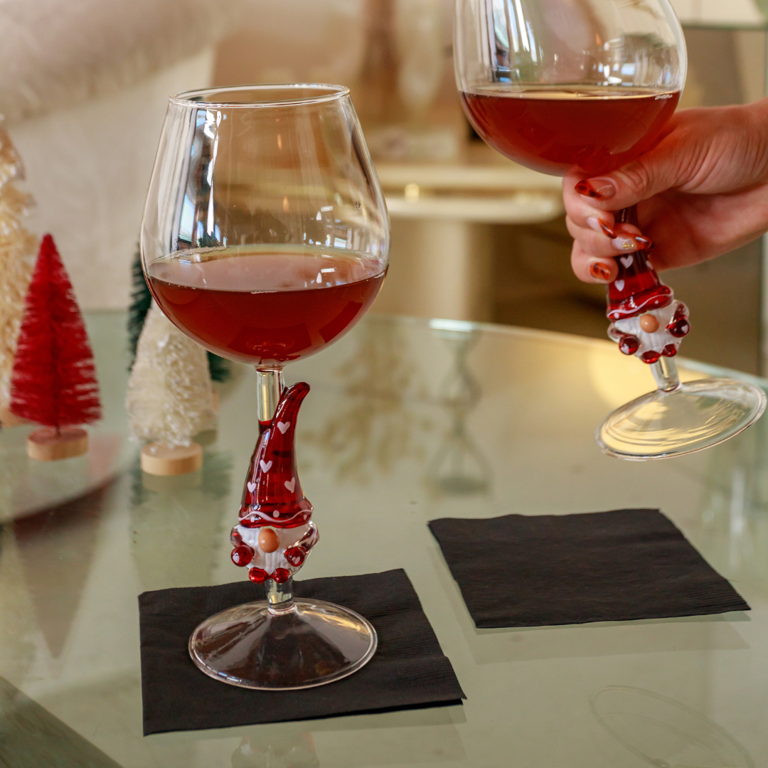 Exquisite Wine Glasses: Our Painted Daisy, Hand Blown Flamingo, and Gnome Wine Glasses