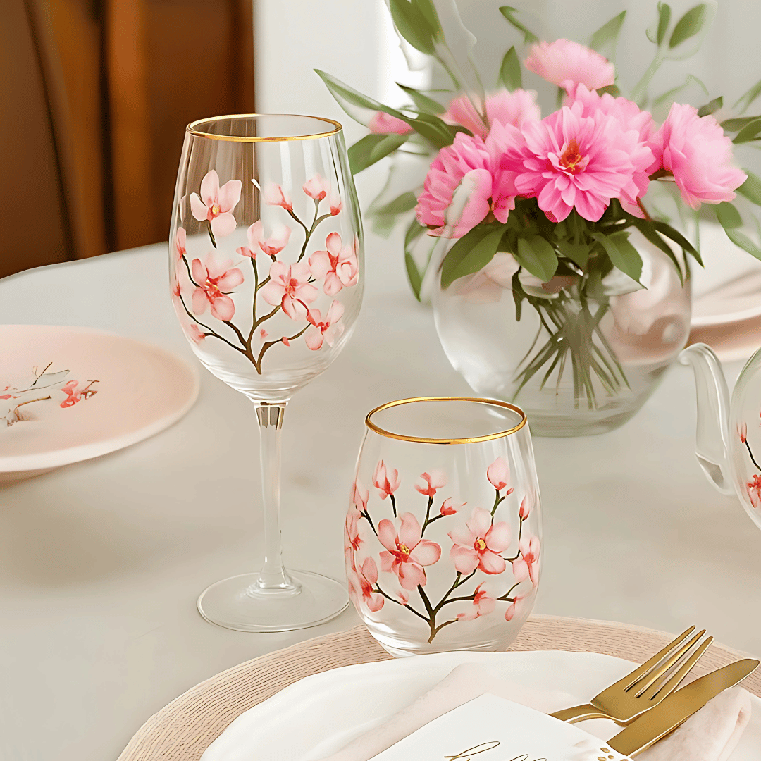 Spring Table Settings Ideas With Our Unique Floral Wine Glasses