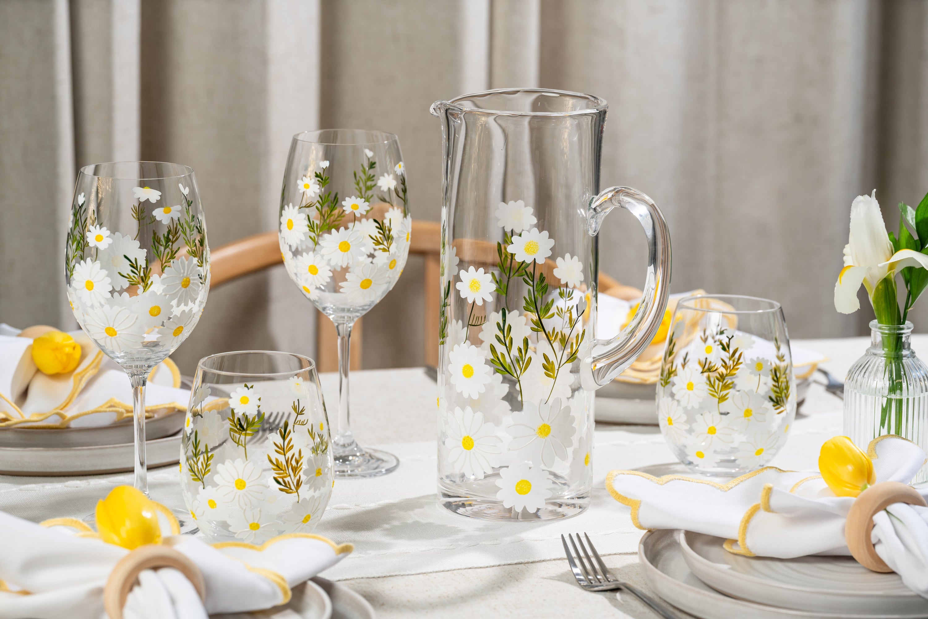 Painted Daisy Glassware Collection