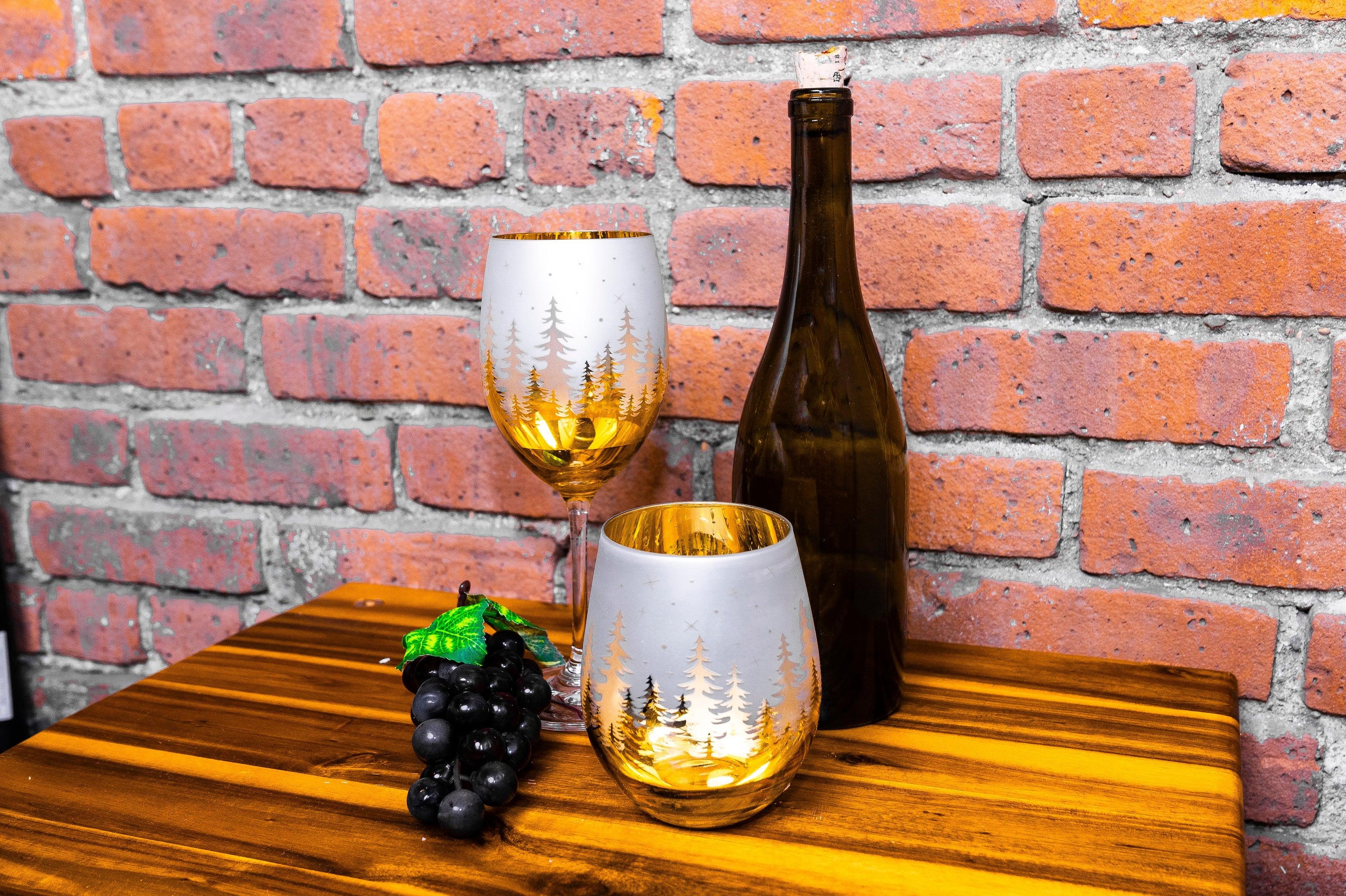 Gold Christmas Wine Collection - Jersey Art Glass