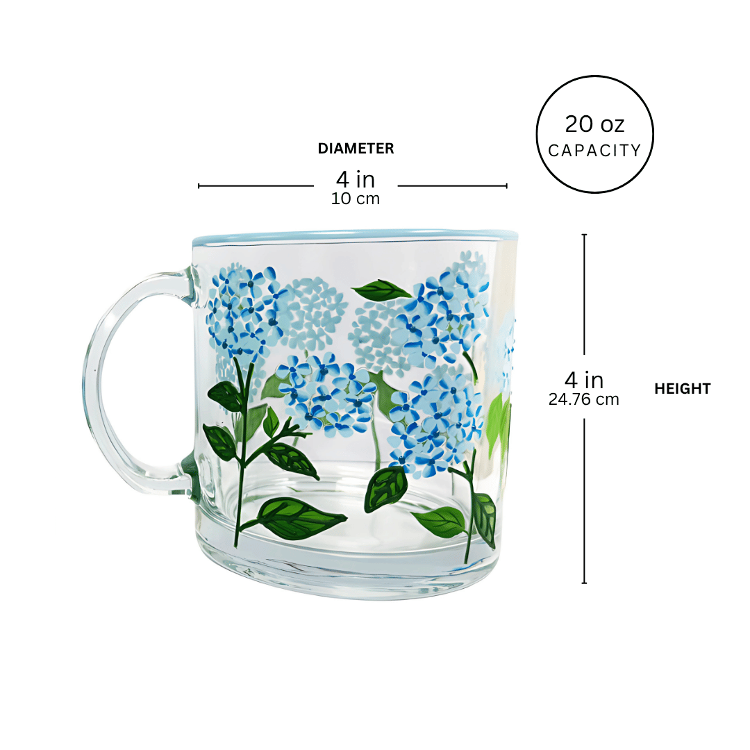 Painted Blue Hydrangea Mugs