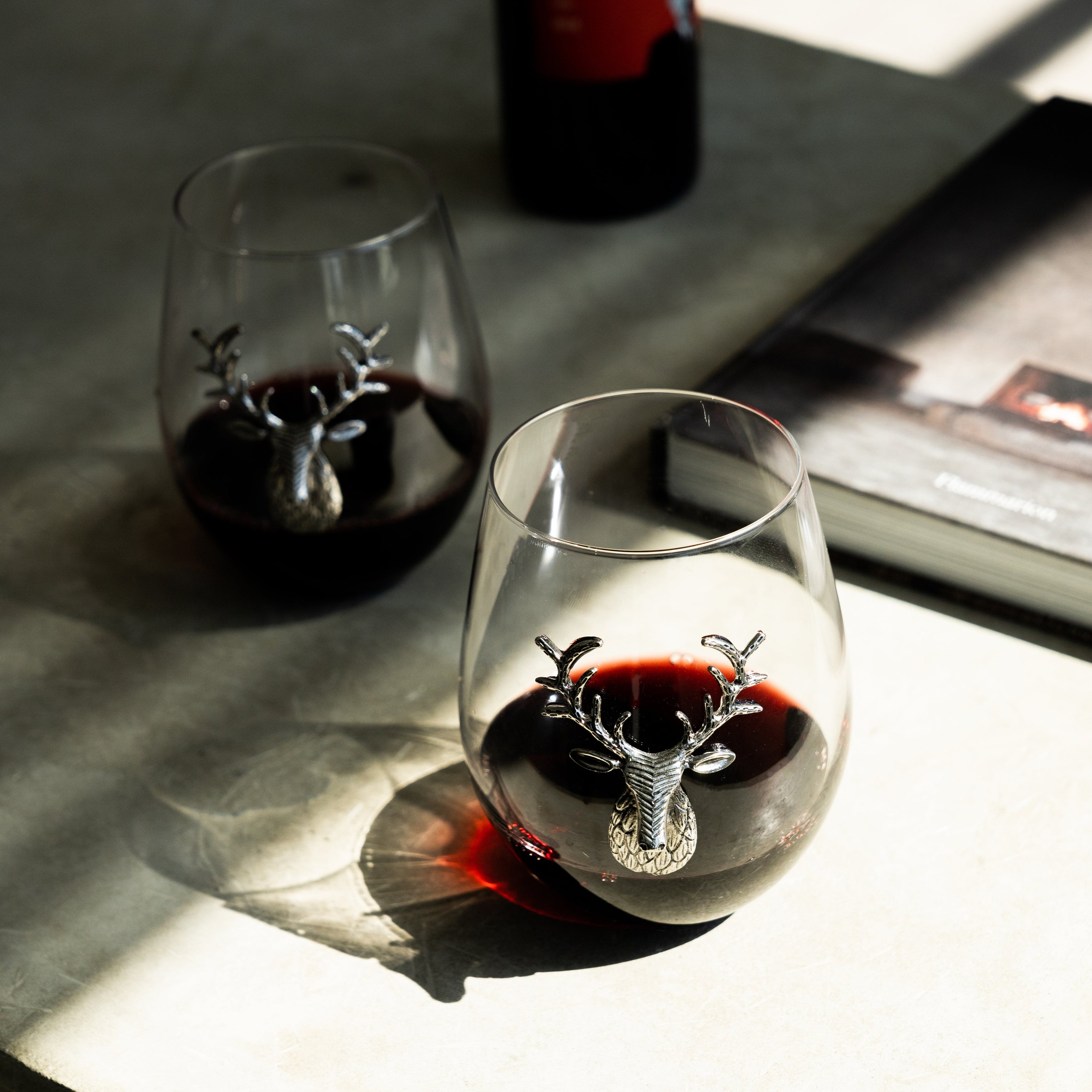 deer wine glasses, wine glass gift, wine glass gift set, deer glasses, deer drinking glasses, stag glasses, deer glass, silver wine tumbler