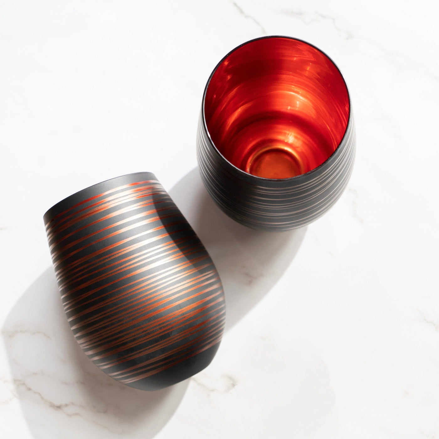 modern stemless wine glasses, wedding gift wine glasses, stemless wine glass gift box, engagement gift wine glasses