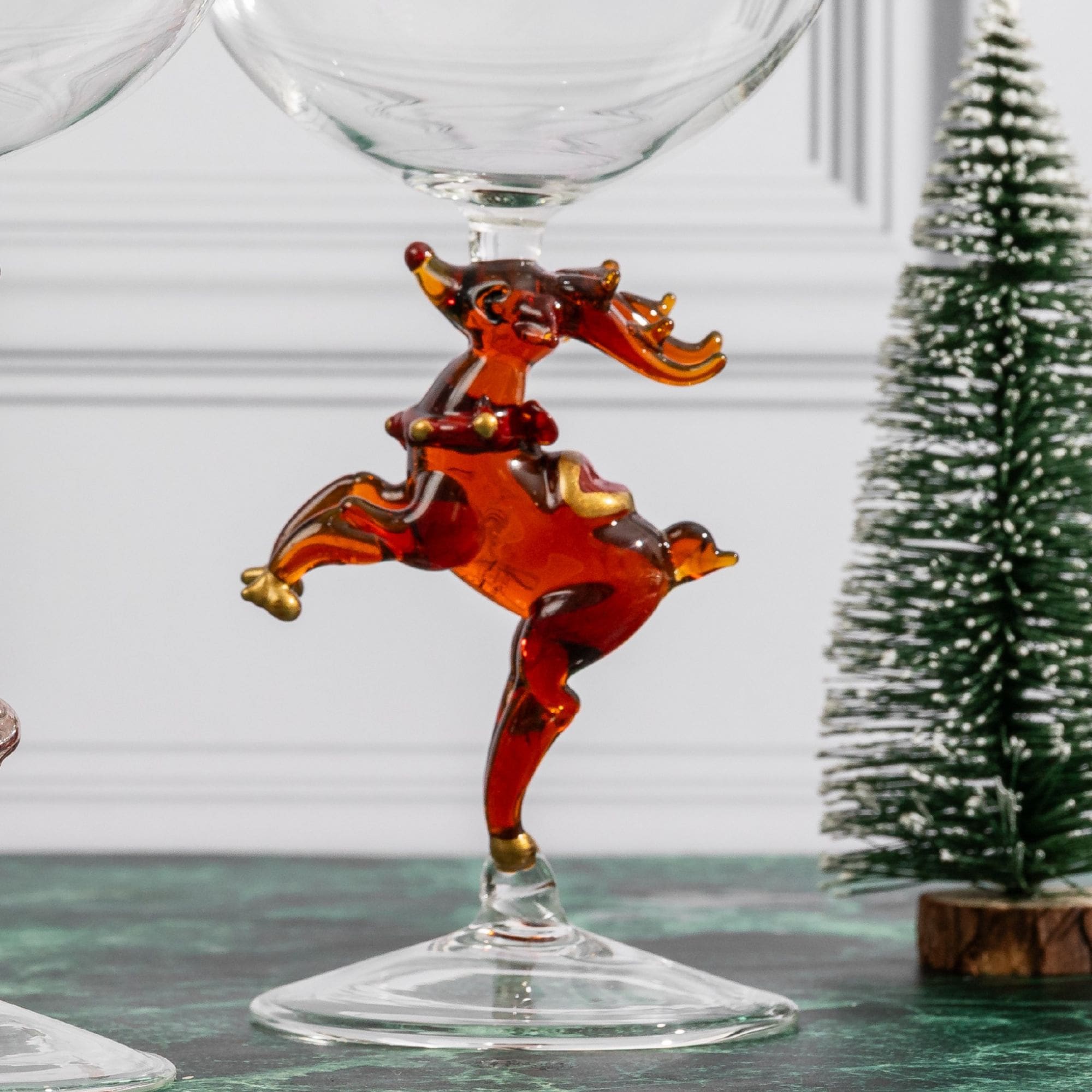 3D Christmas Tree Stemmed Wine Glasses (Set of 2)