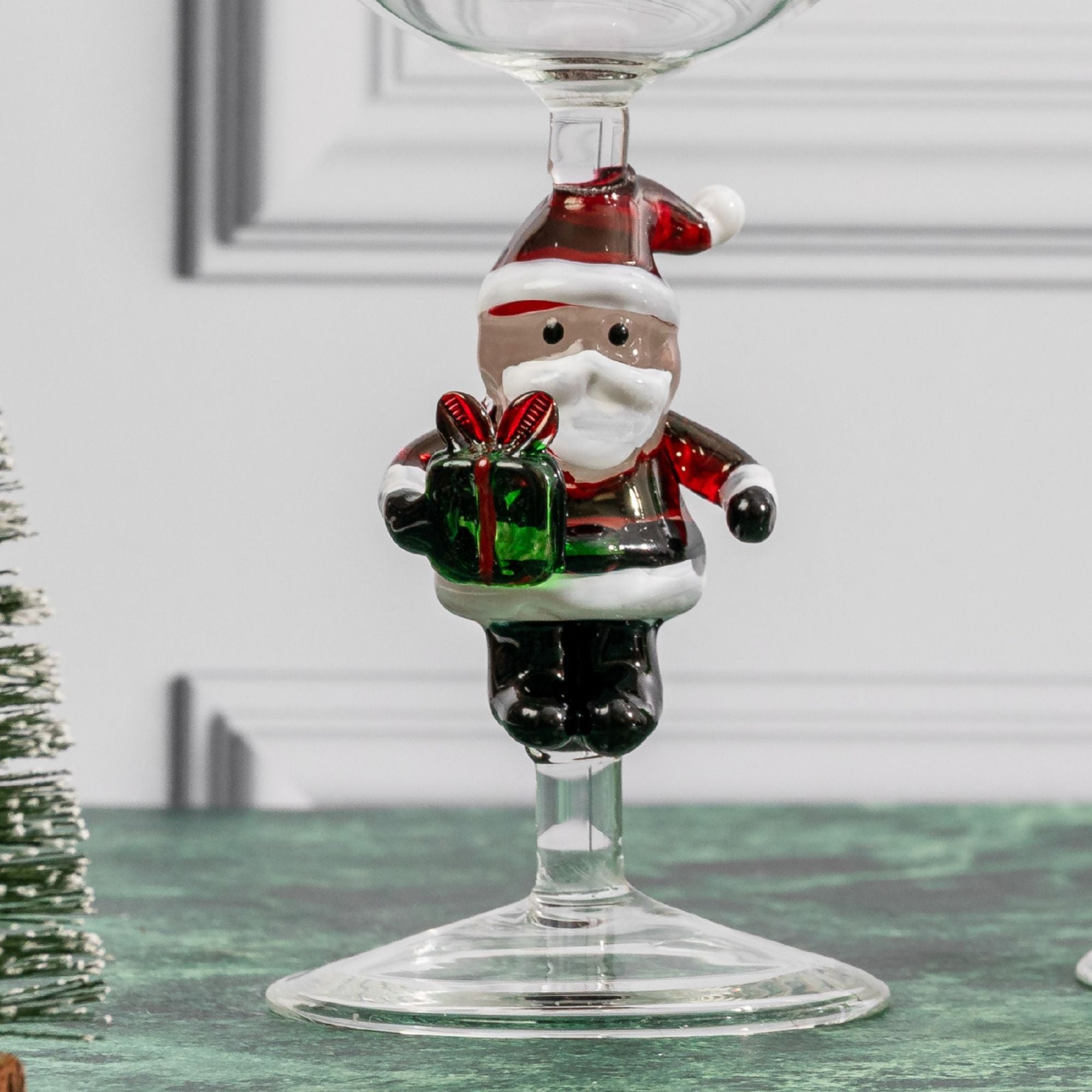 3D Stemmed Santa Wine Glasses