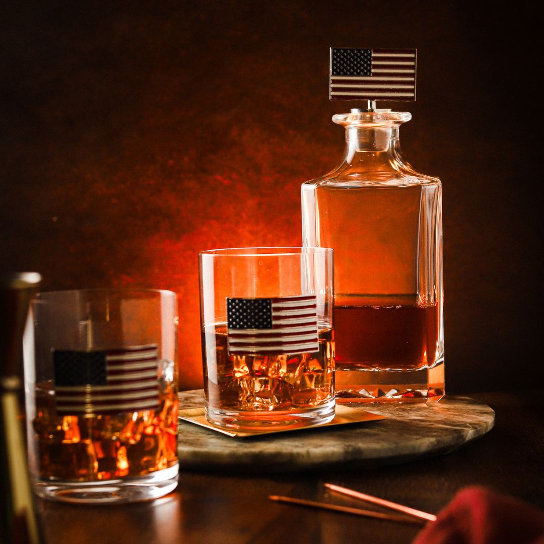 USA Flag Decanter & Whiskey Glass Set