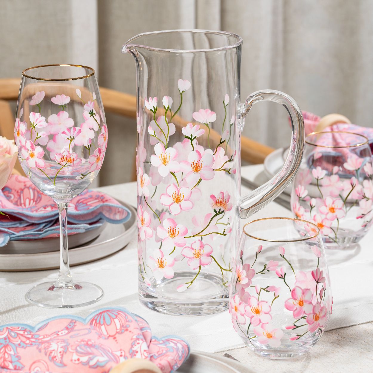 Painted Cherry Blossom Pitcher – DRNKART STUDIOS
