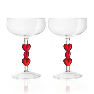Red Heart Coupe Glasses (Set of 2) |Valentine's Gift – DRNKART STUDIOS