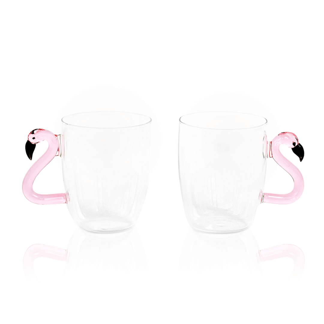 3D Flamingo Glass Mugs