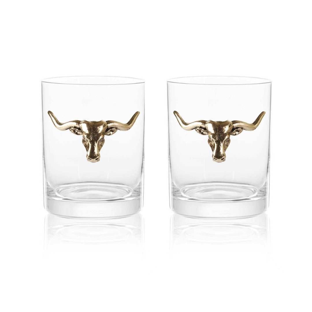Gold Longhorn Whiskey Glasses