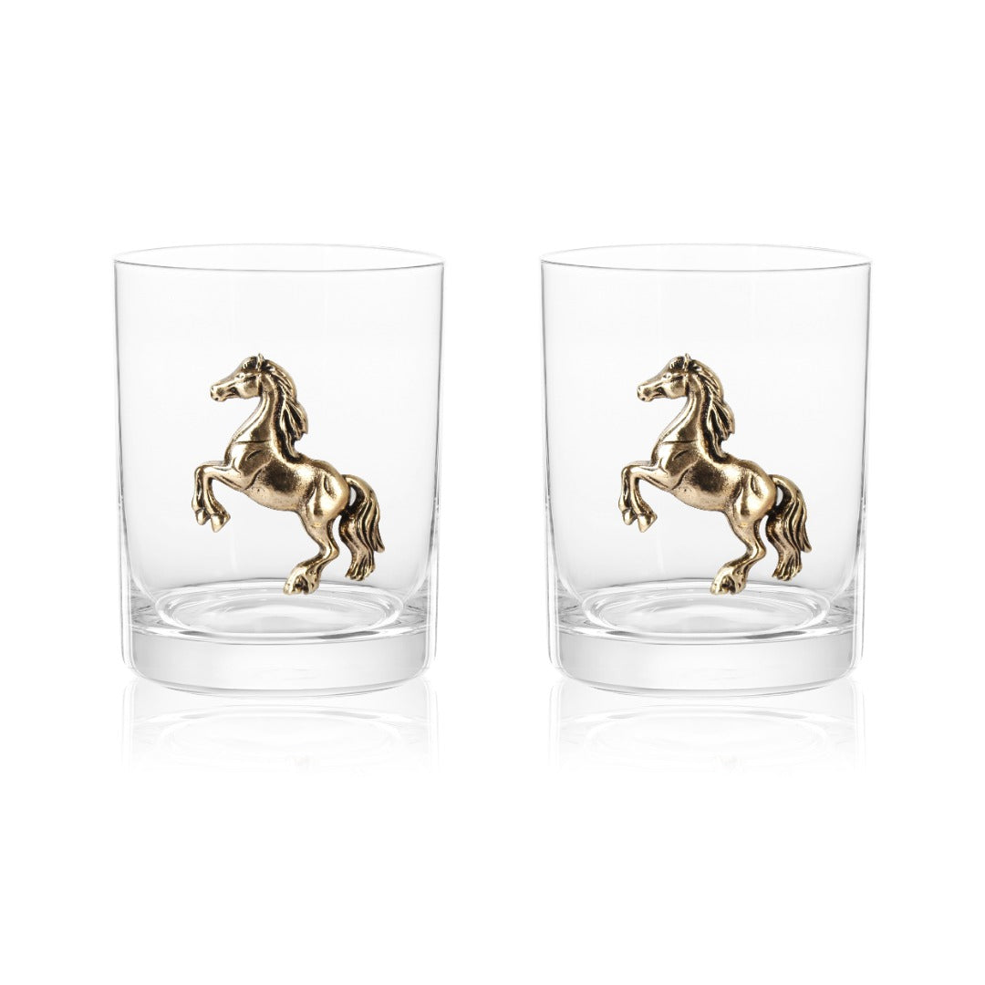 Gold Horse Whiskey Glasses