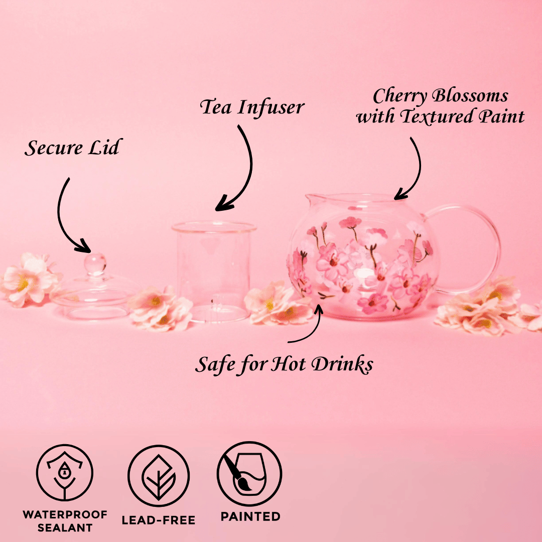 Painted Cherry Blossom Tea Pot