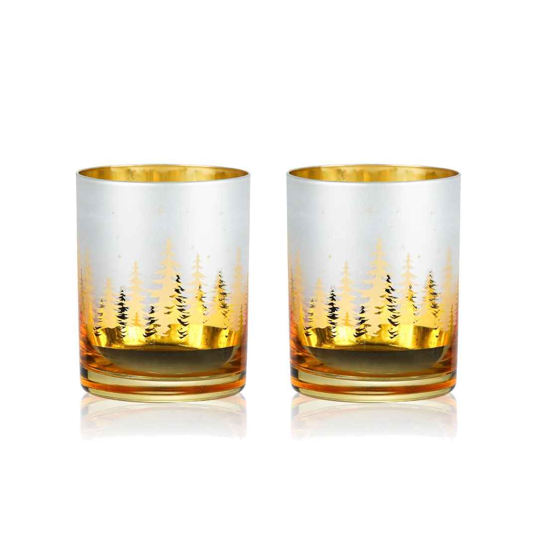 Gold Pine Tree Whiskey Glasses