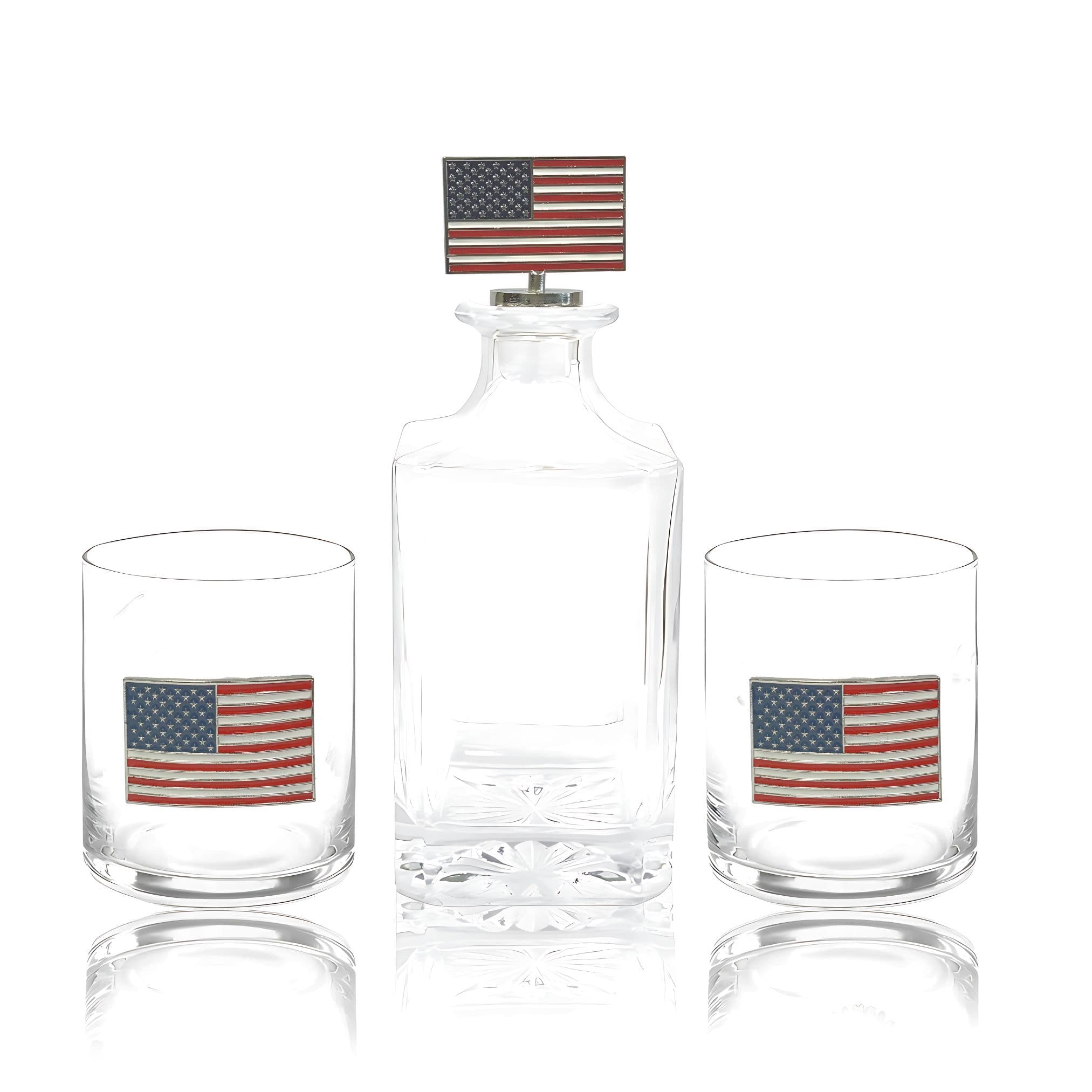 USA Flag Decanter & Whiskey Glass Set