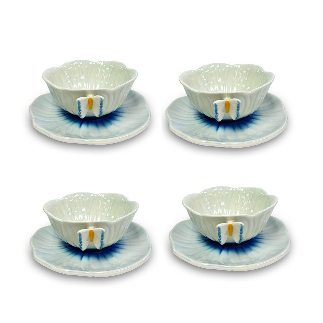Blue Butterfly Pansy Cup & Saucer Set