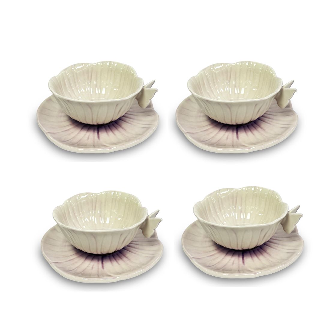Purple Butterfly Pansy Cup & Saucer Set