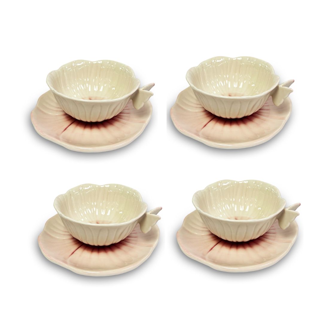 Pink Butterfly Pansy Cup & Saucer Set