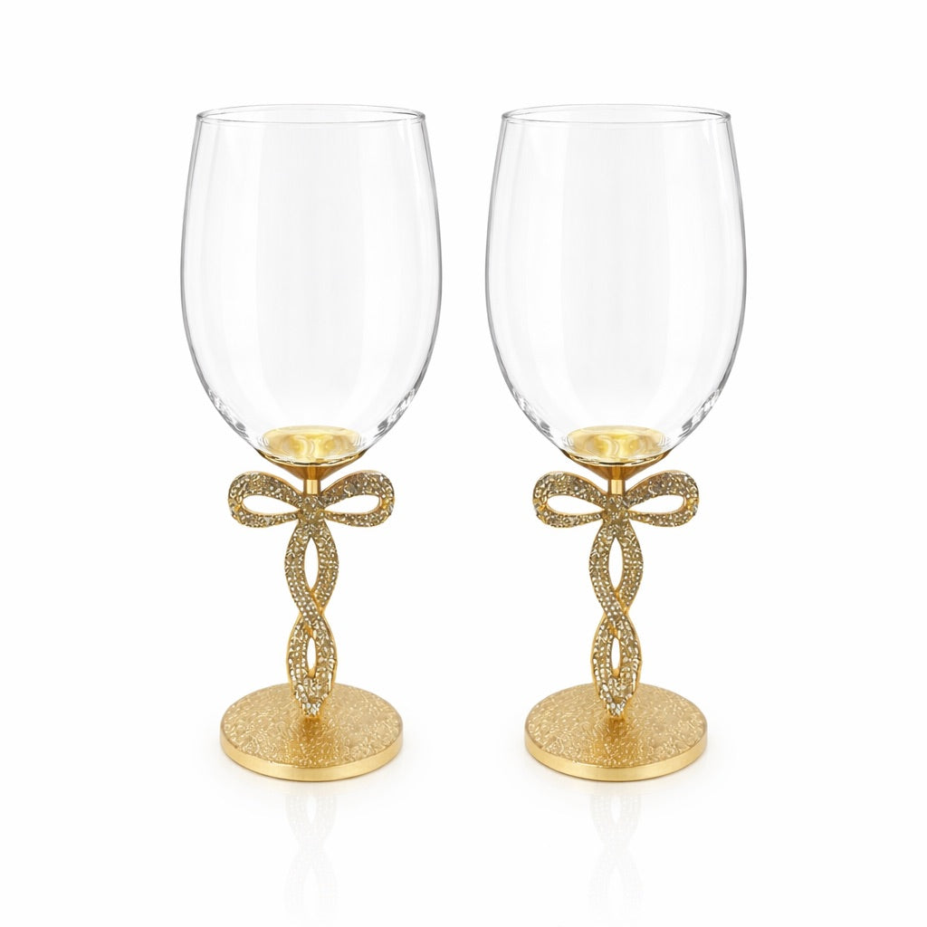 3D Jeweled Bowtie Wine Glasses