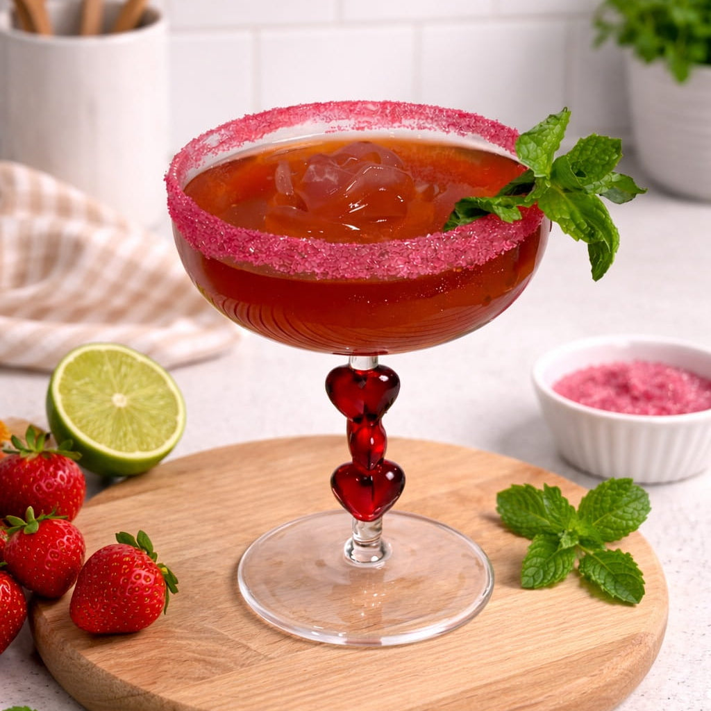 3D Red Heart Coupe Cocktail Glasses