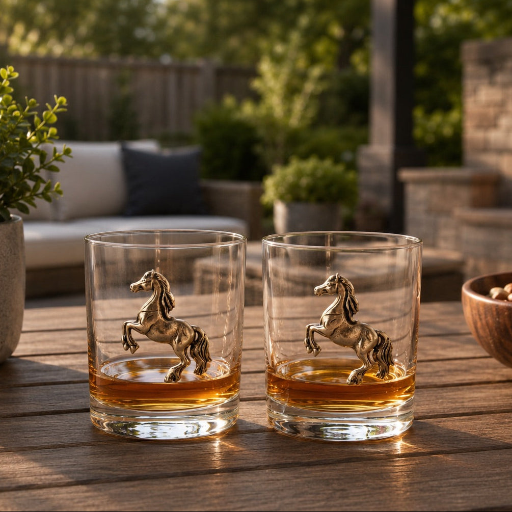 Gold Horse Whiskey Glasses