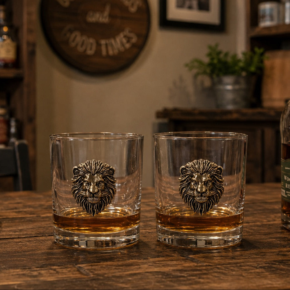 Gold Lion Whiskey Glasses
