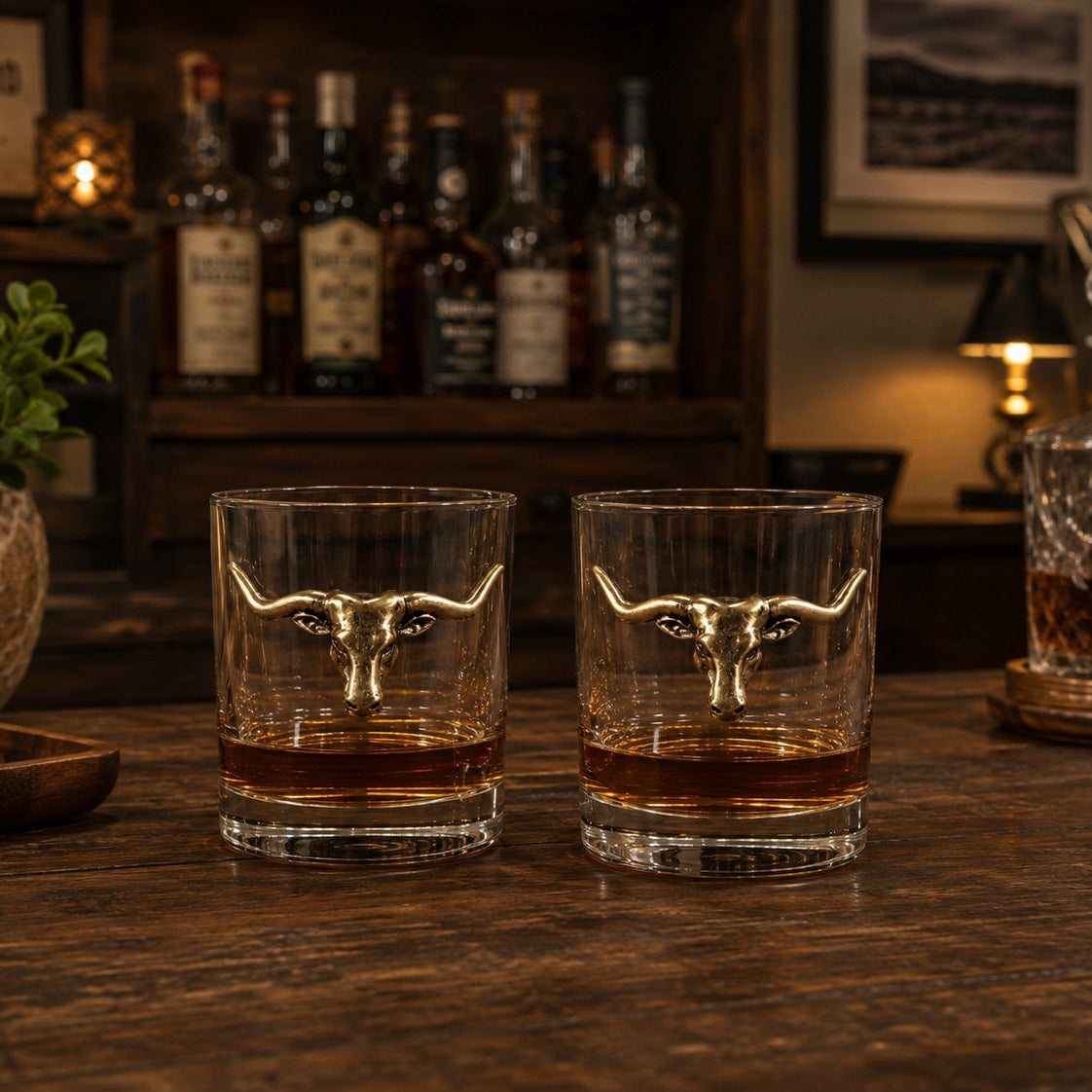 Gold Longhorn Whiskey Glasses
