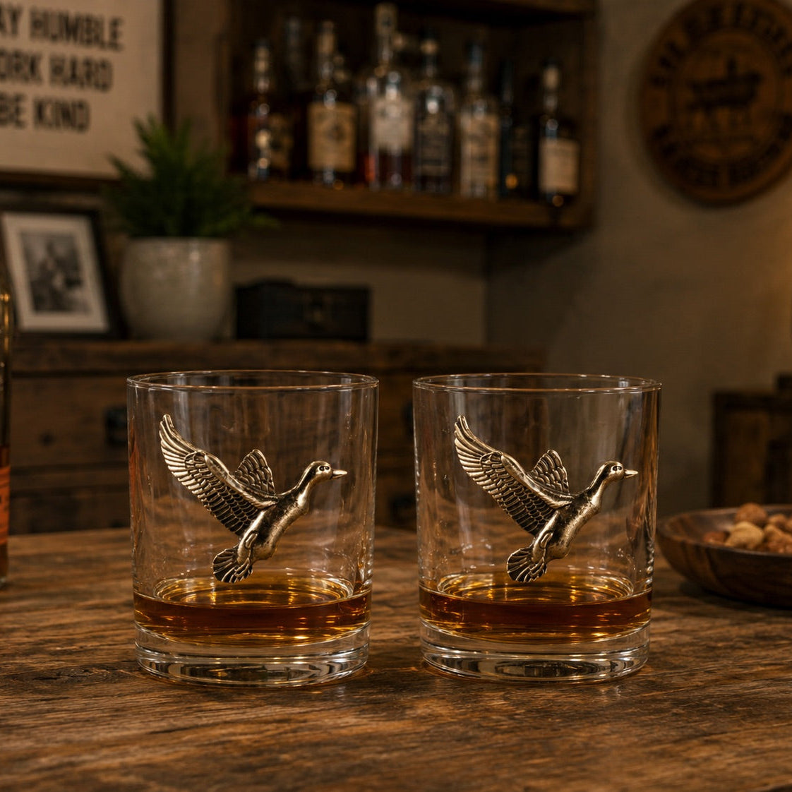 Gold Mallard Whiskey Glasses