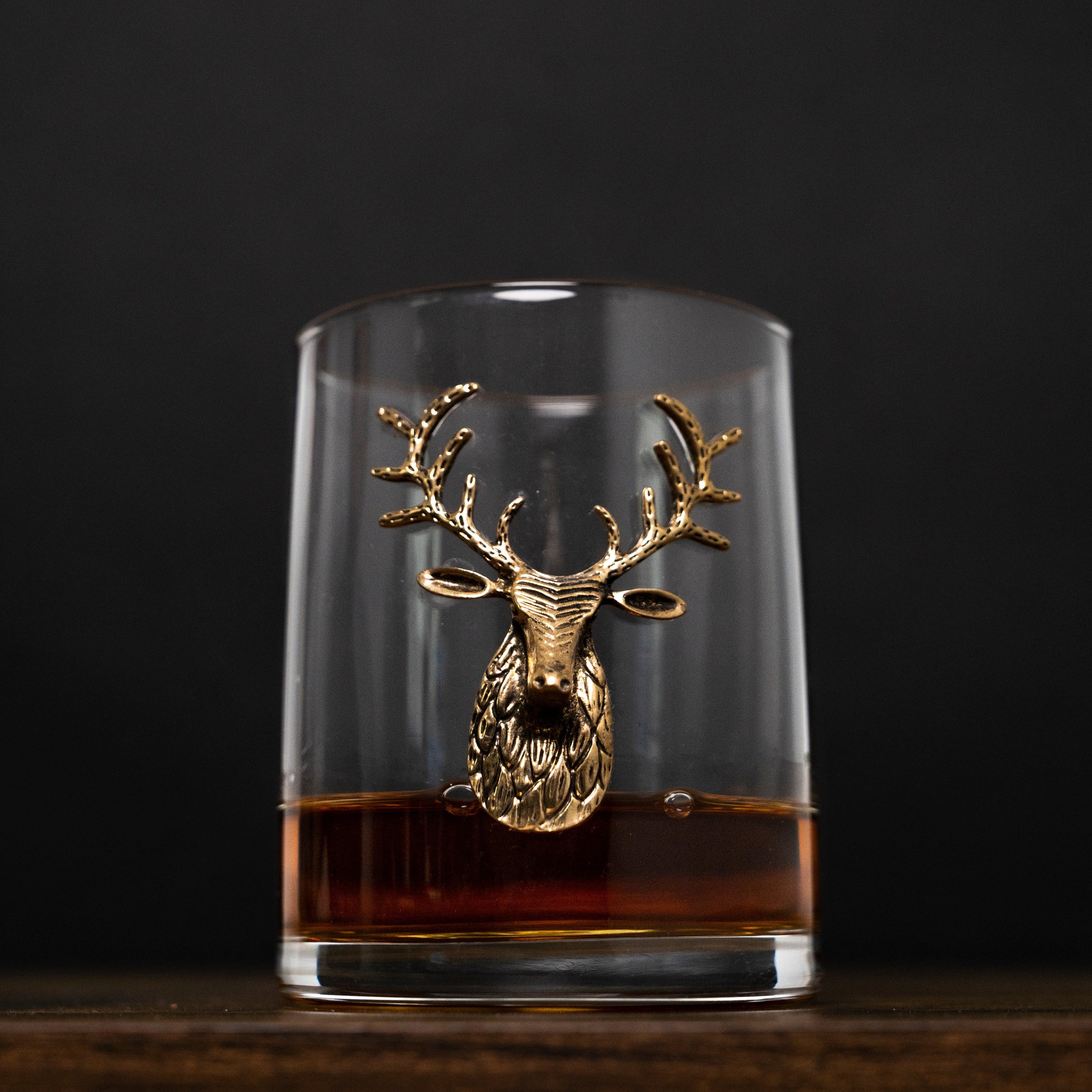 Gold Stag Deer Whiskey Glasses