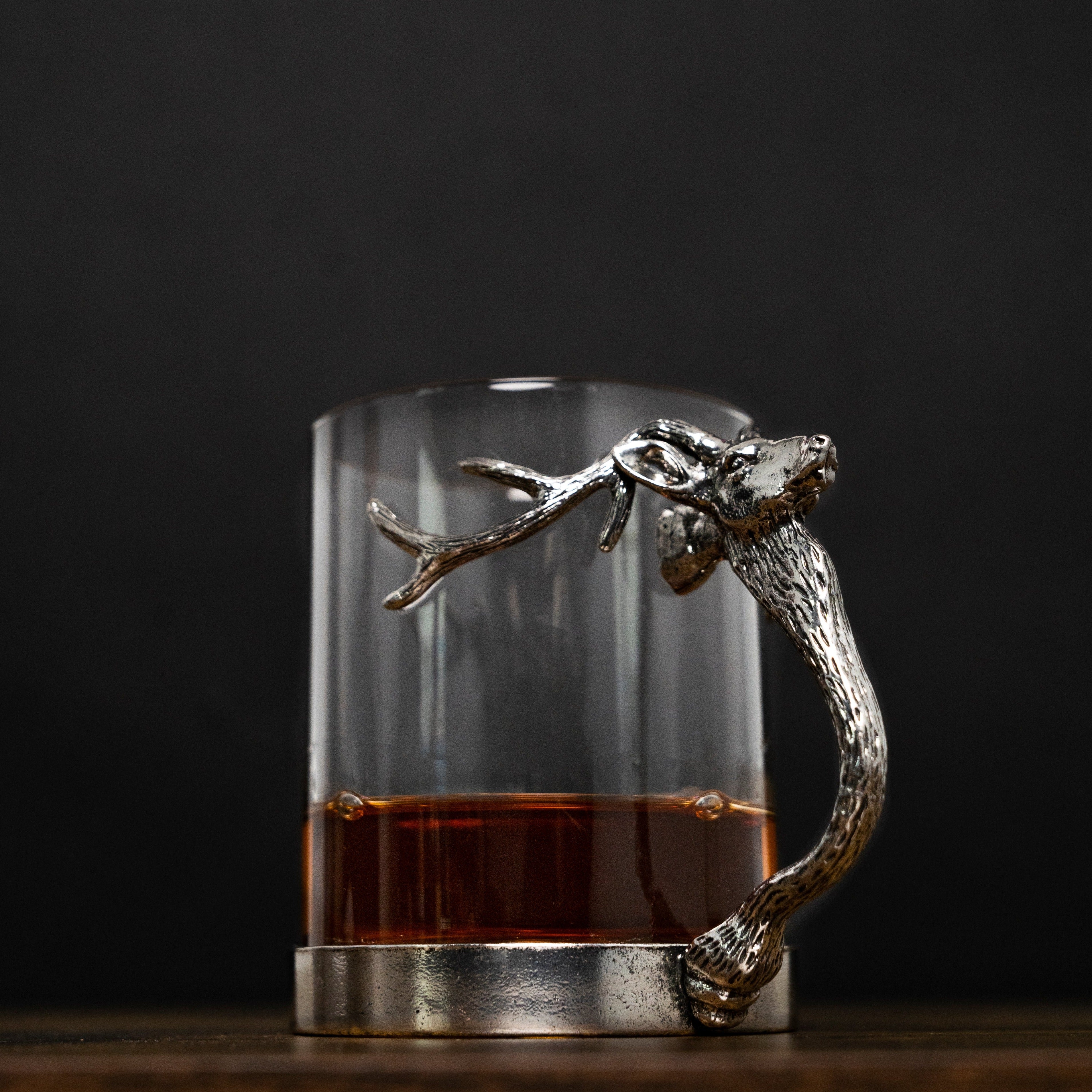 Silver Stag Deer Glass Mug