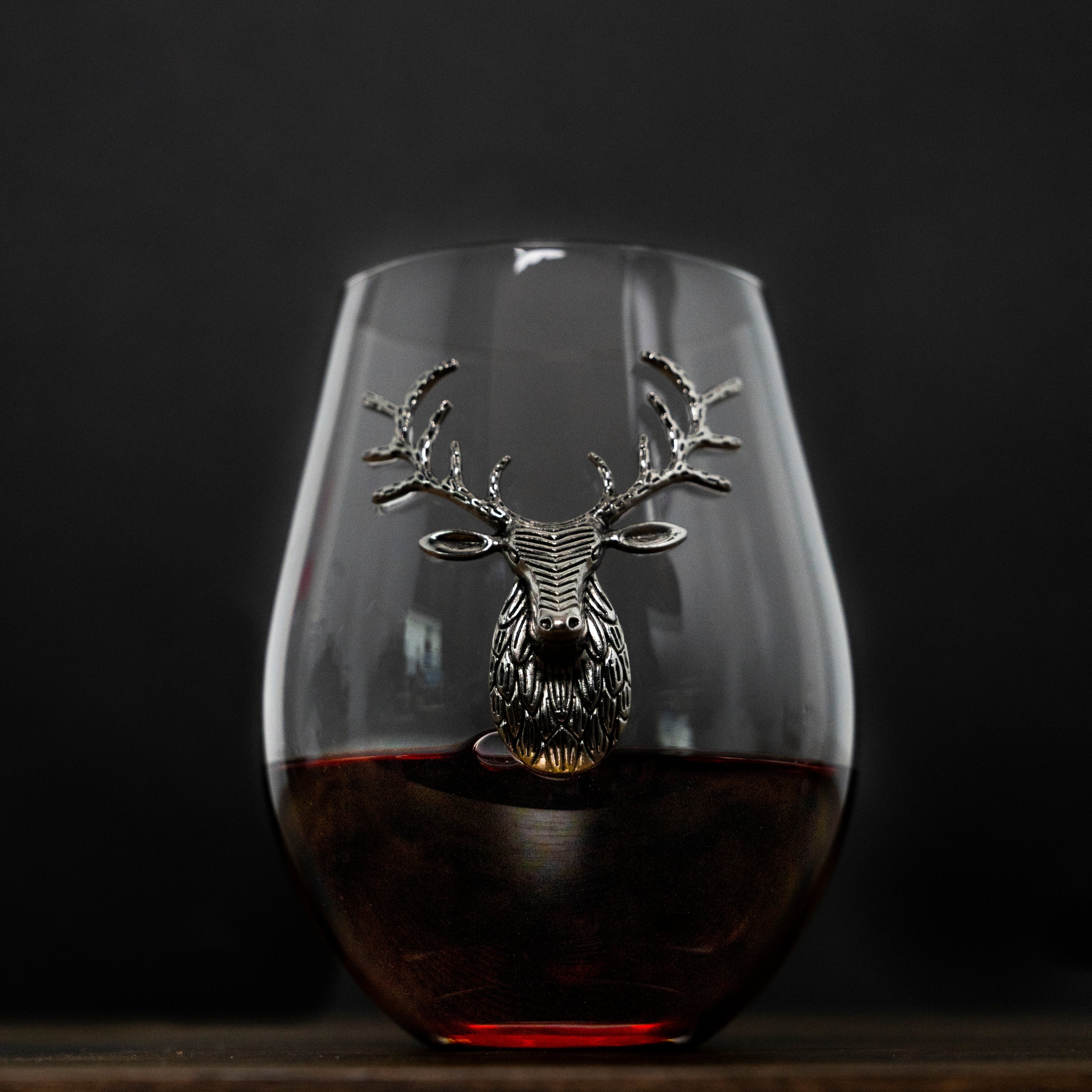 Silver Stag Deer Stemless Wine Glass