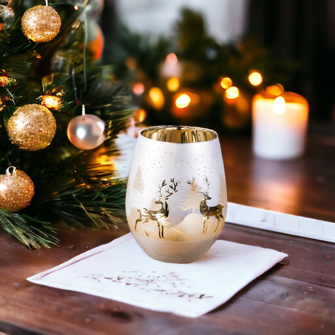 Gold & Silver Deer Stemless Wine Glasses