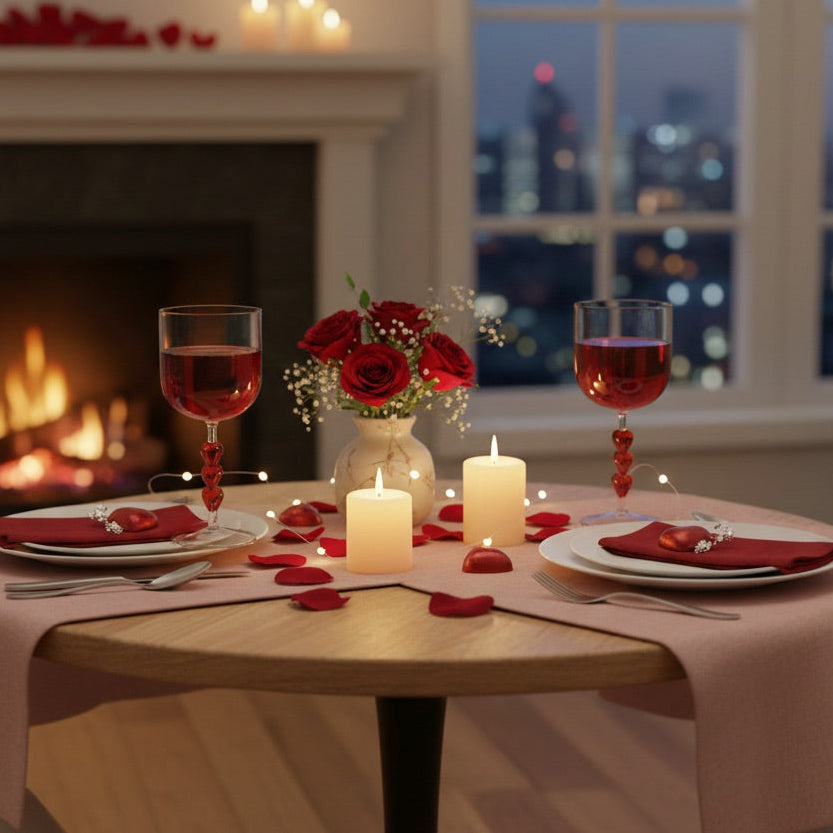 3D Red Heart Wine Glasses