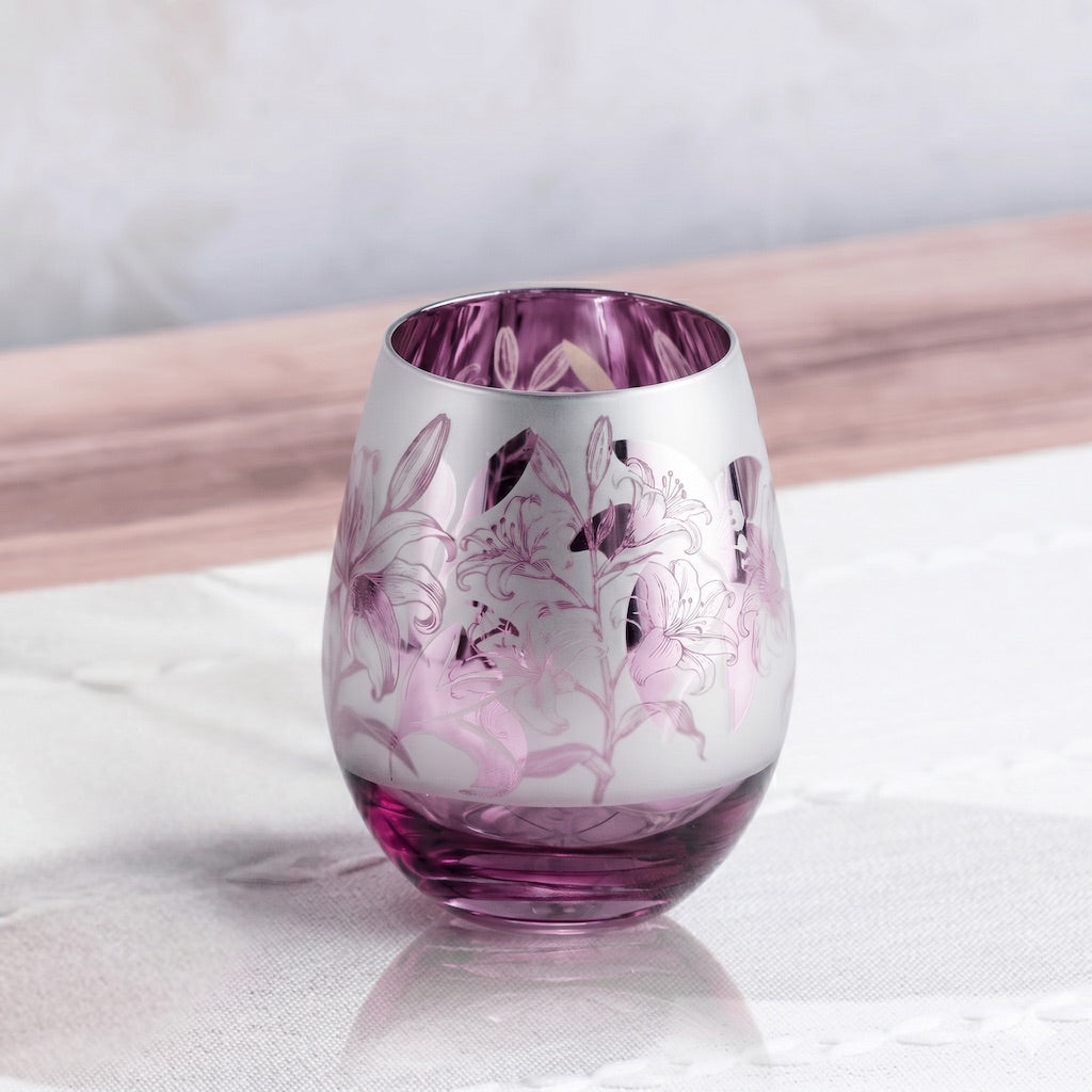 Purple Lillies Stemless Wine Glasses