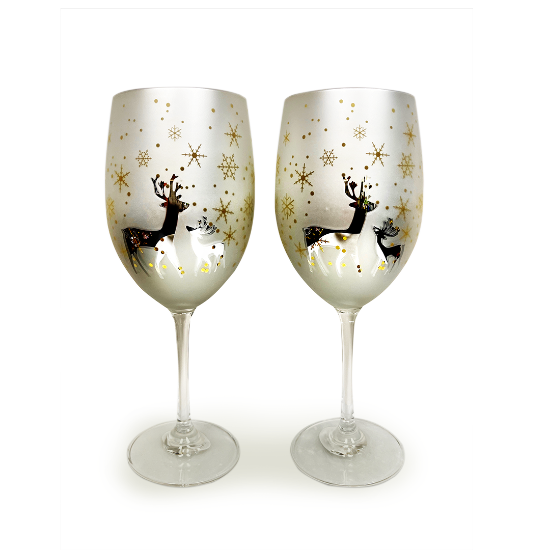 Silver Deer Wine Glasses