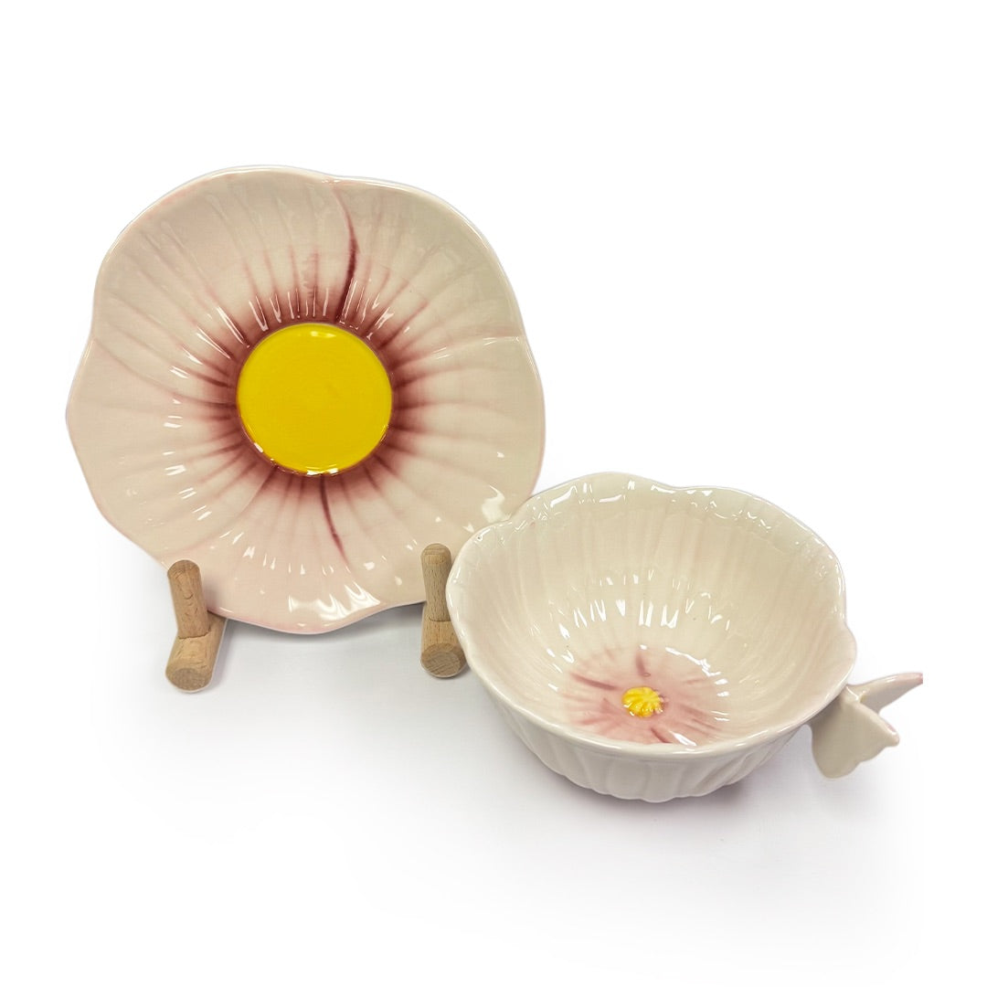 Pink Butterfly Pansy Cup & Saucer Set
