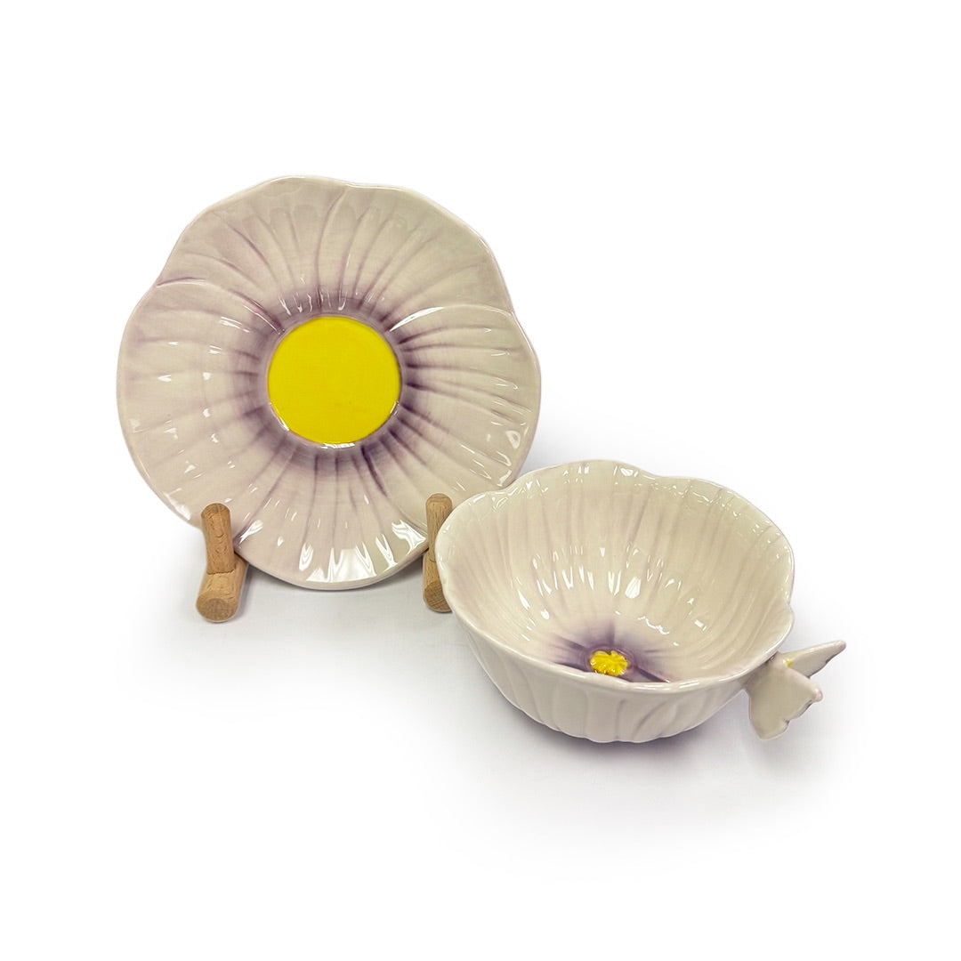 Purple Butterfly Pansy Cup & Saucer Set