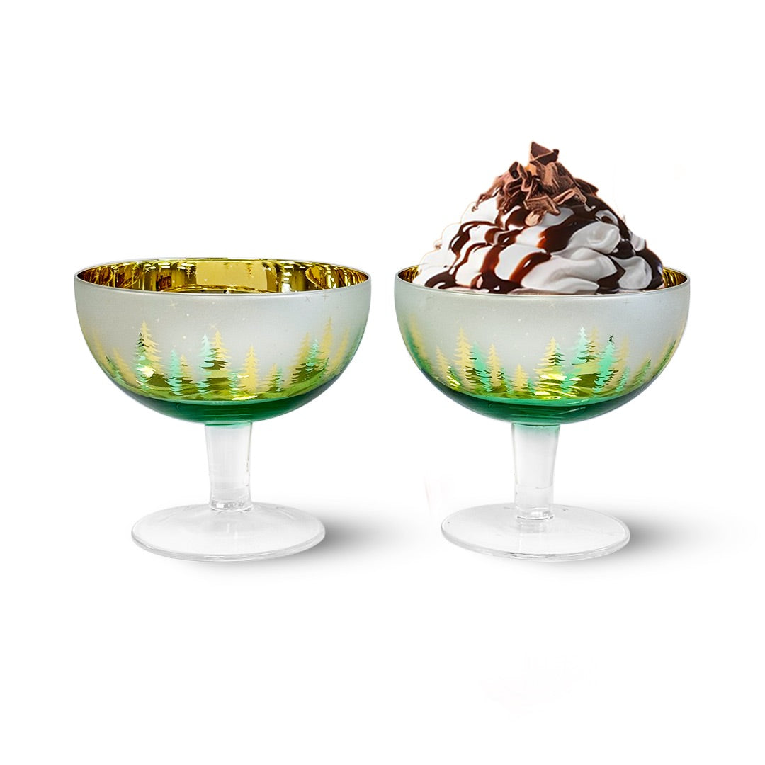 Green Pine Tree Dessert Bowls