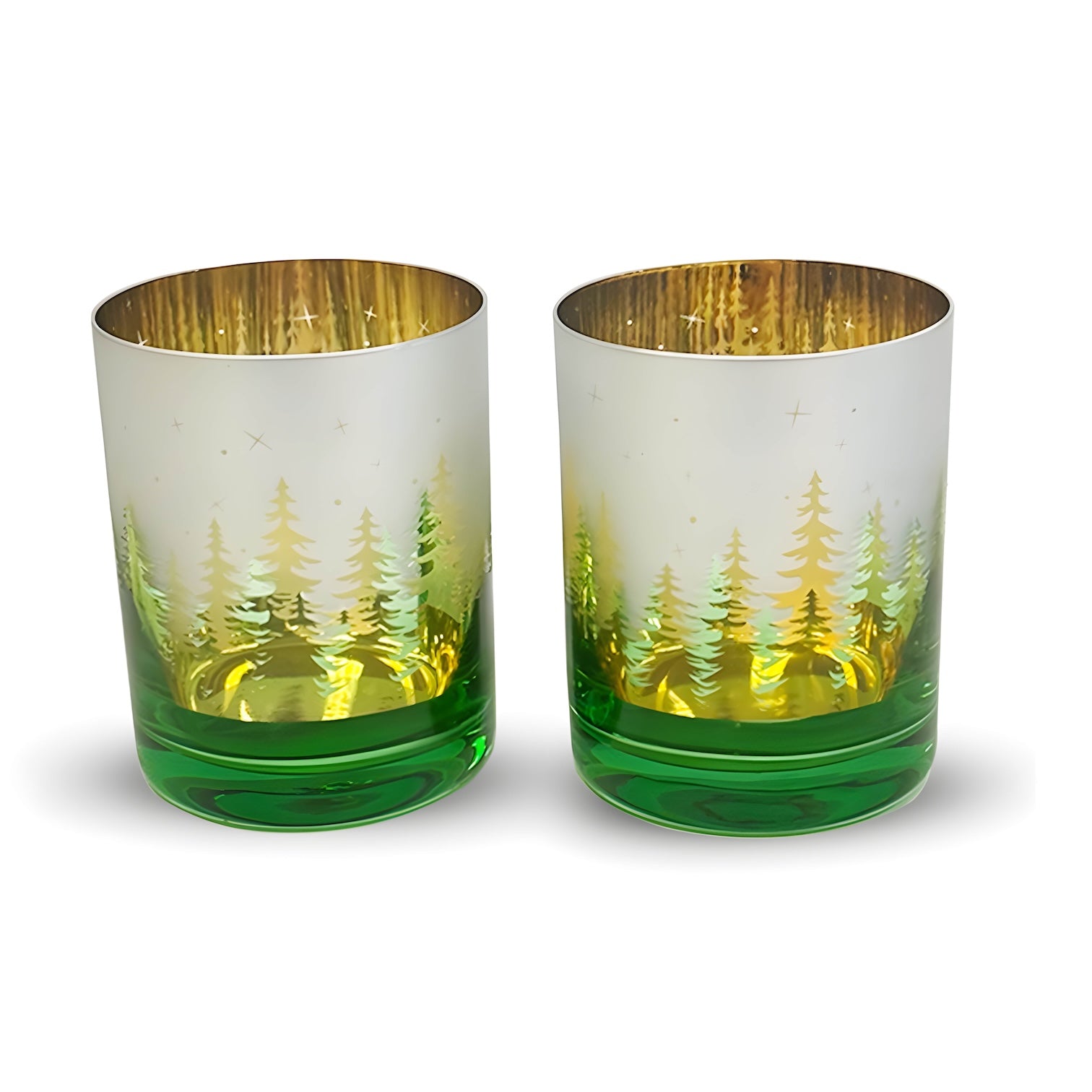 Green Pine Tree Whiskey Glasses