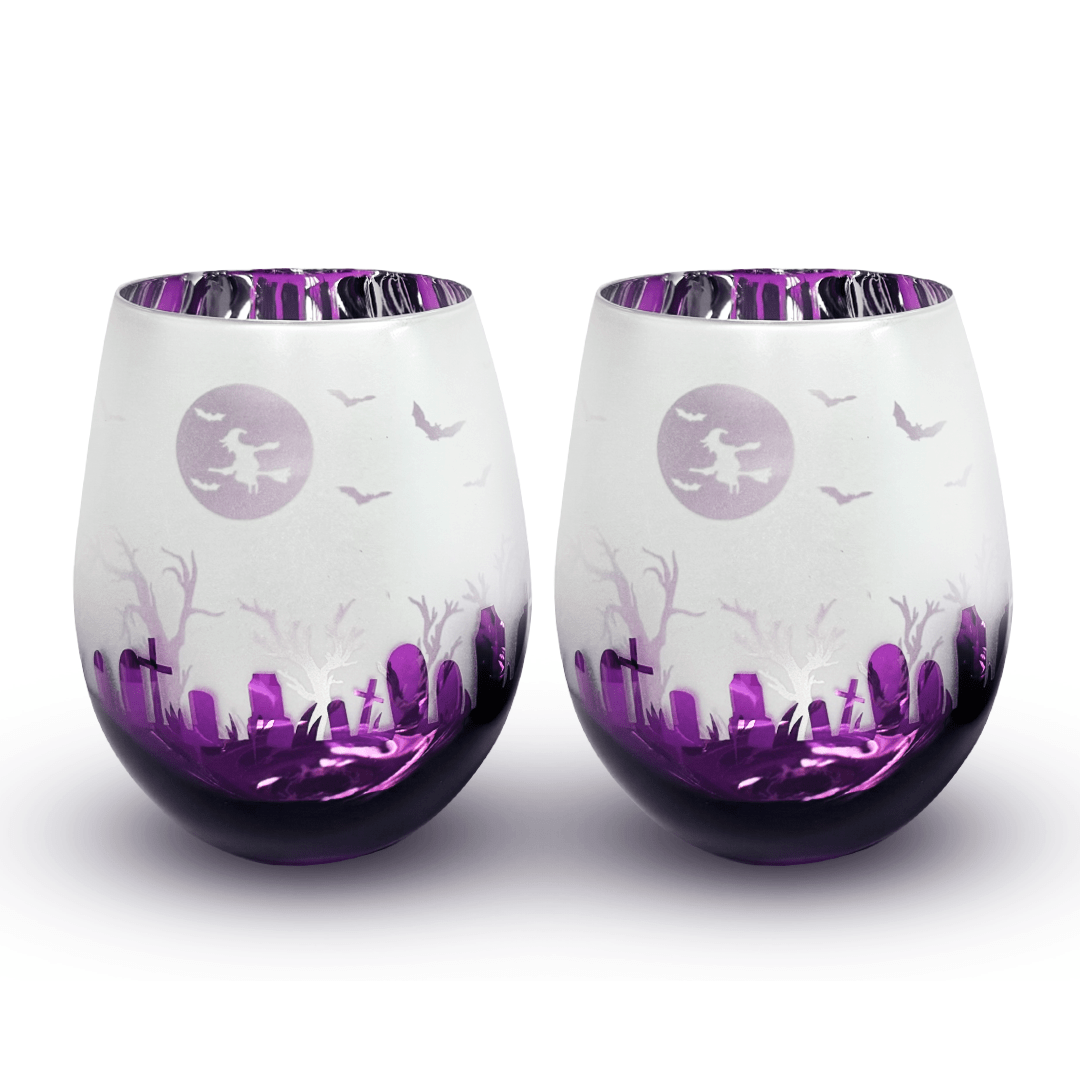 Purple Halloween Stemless Wine Glasses