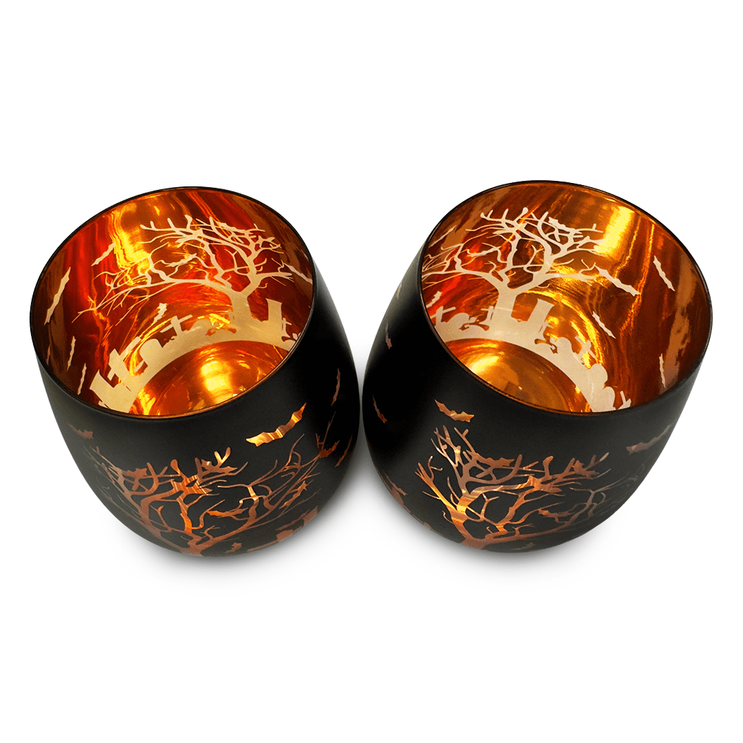 Black Halloween Stemless Wine Glasses
