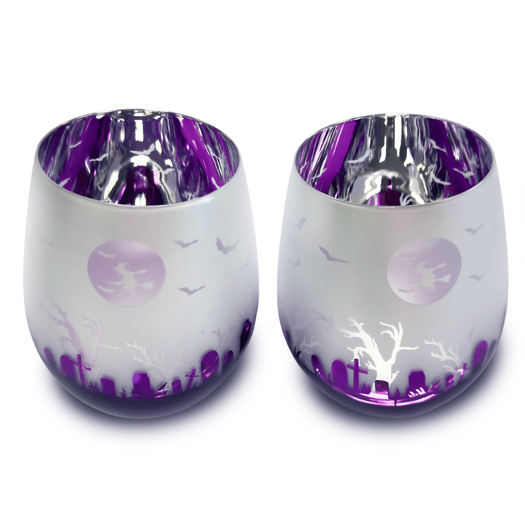 Purple Halloween Stemless Wine Glasses