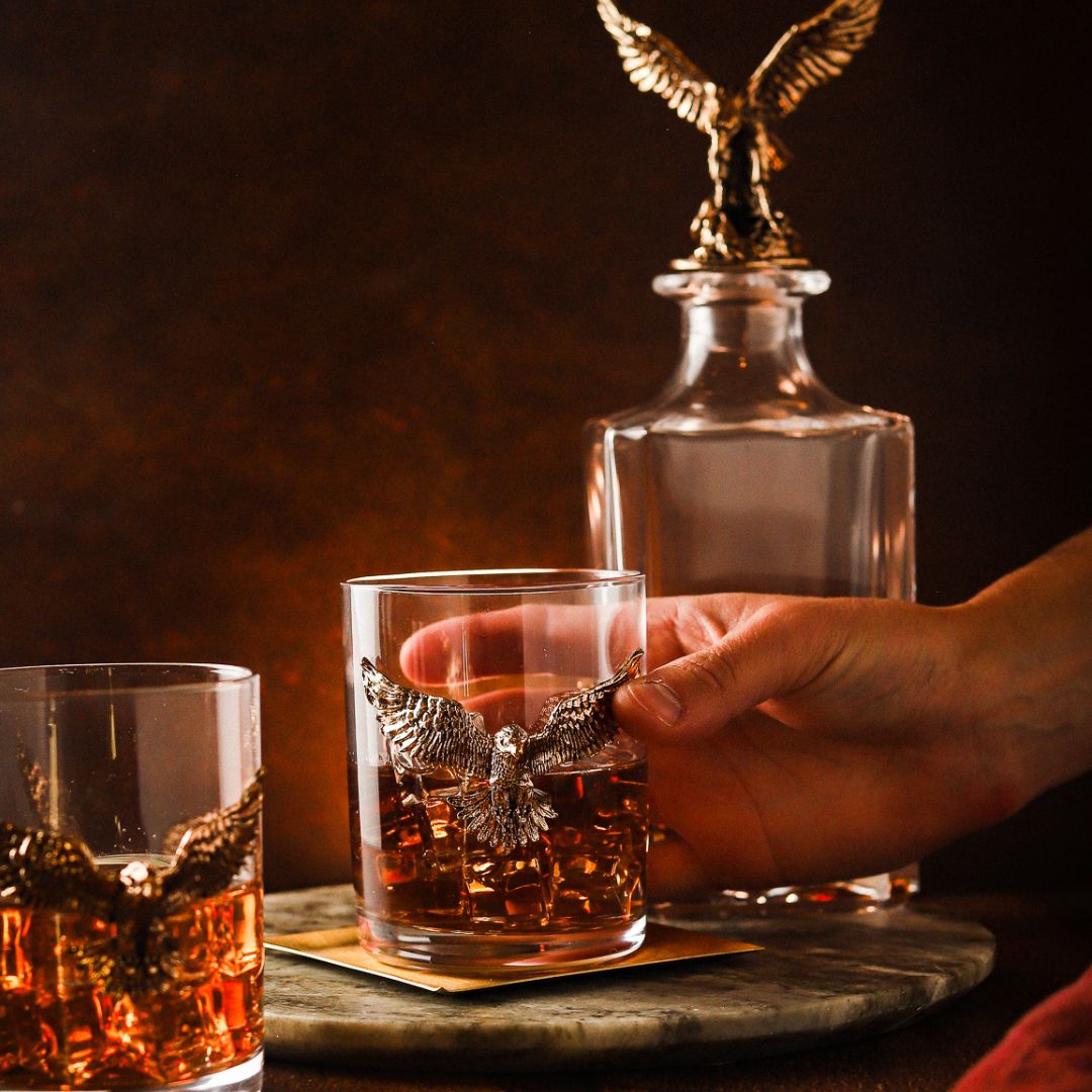 Gold Eagle Decanter & Whiskey Glass Set