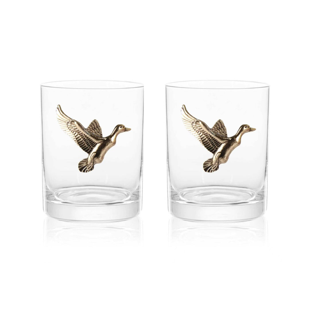 Gold Mallard Whiskey Glasses