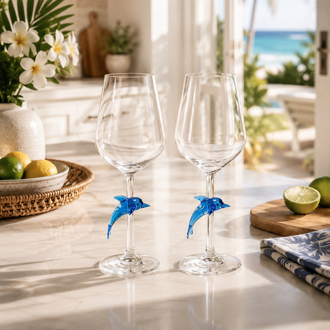 3D Dolphin Wine Glass