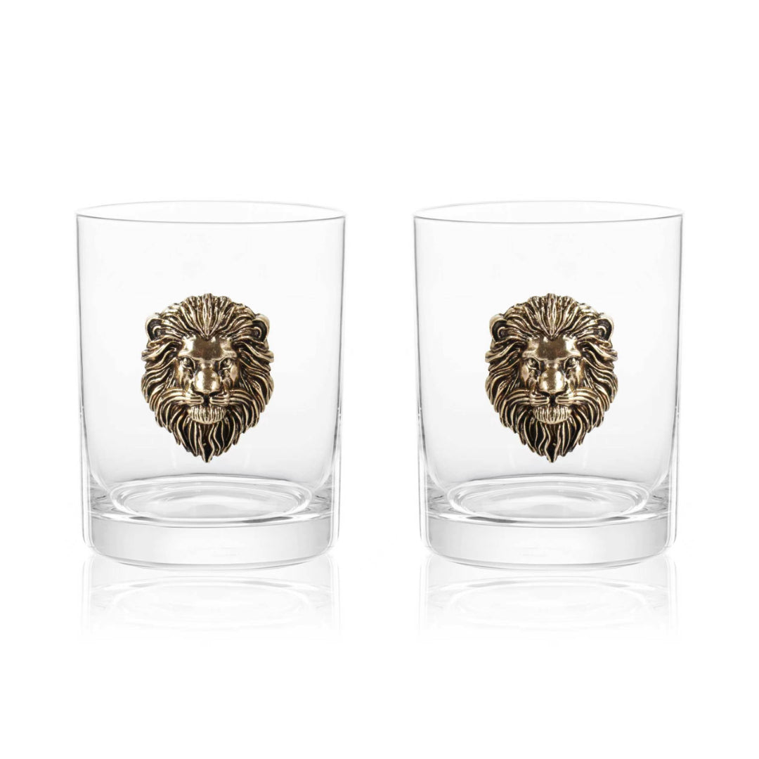 Gold Lion Whiskey Glasses